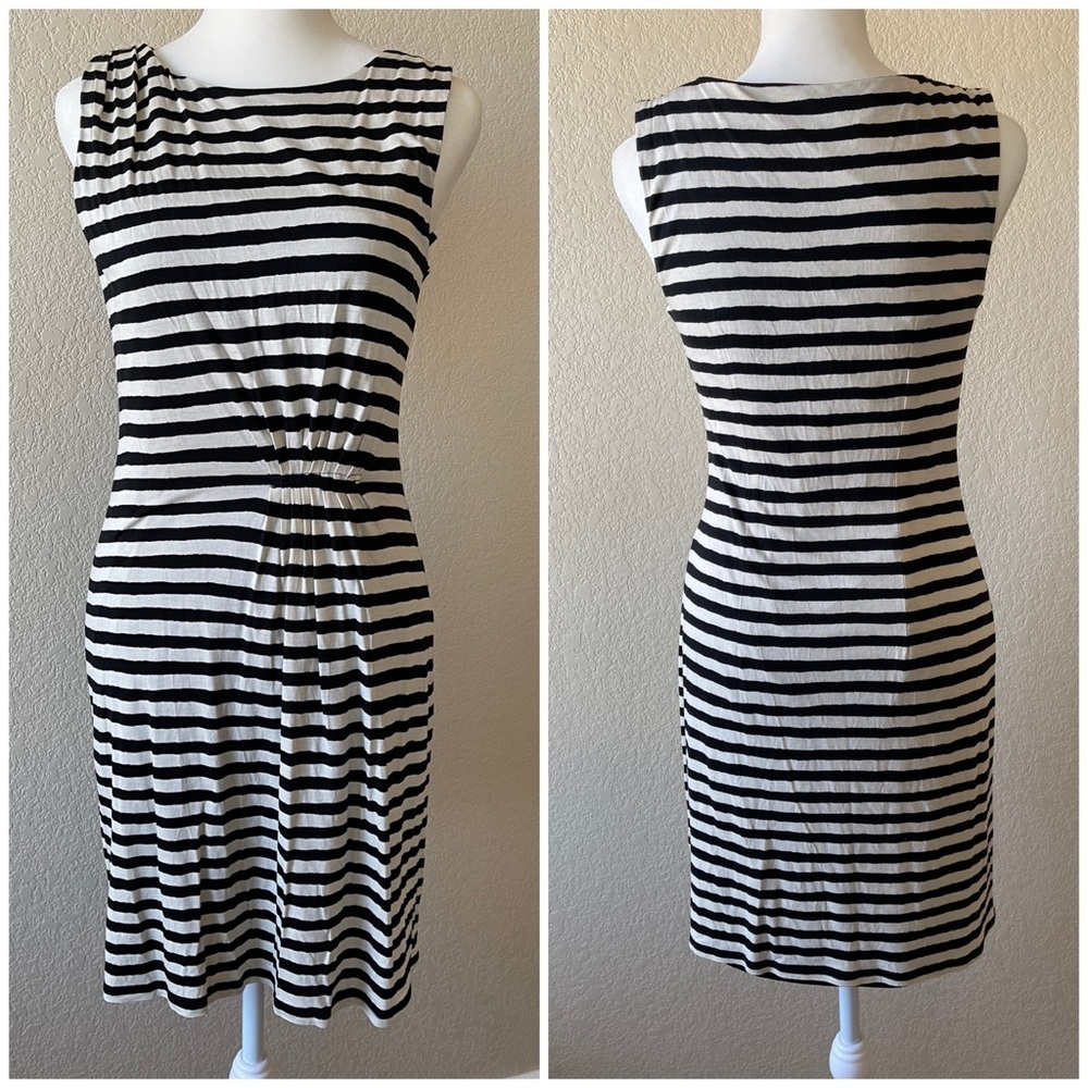 Loft stripped soft stretch and lined dress - xs